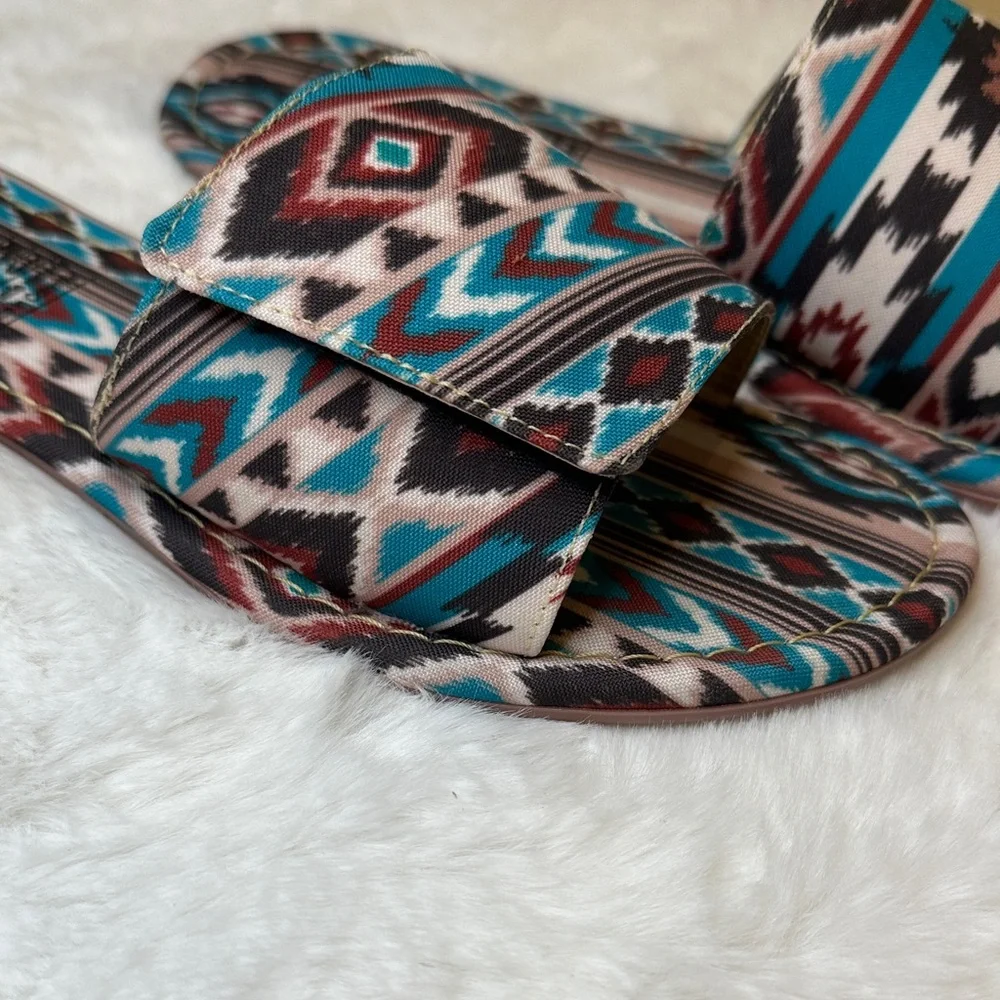Multicolor Aztec Pattern Sandals - Picture 2 of 6